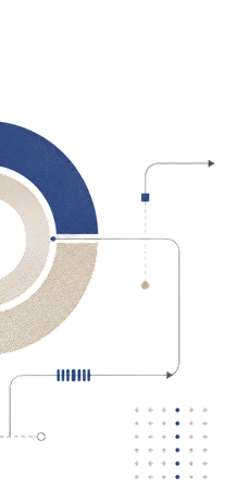 Half ring chart with a navy segment and connector lines