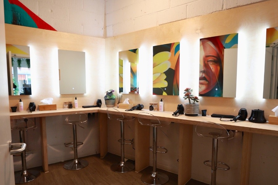 Changing area with lockers at Floatworks Angel, London