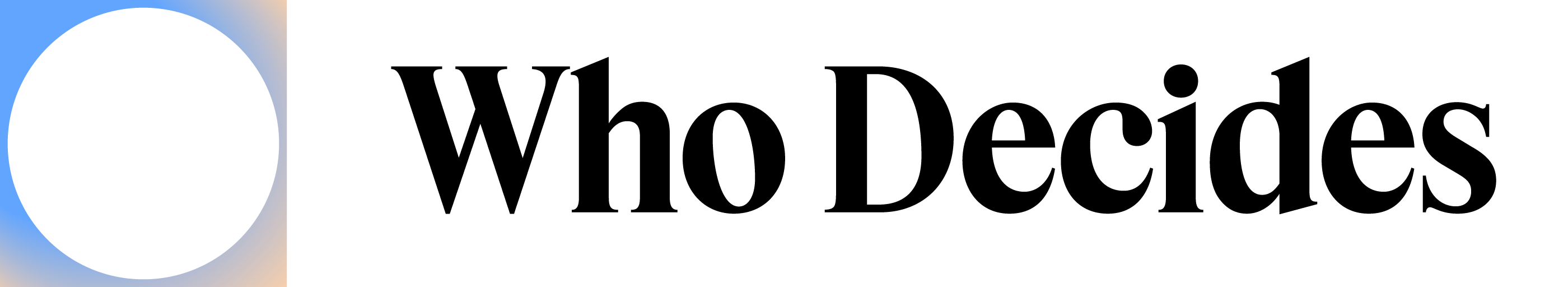Who Decides logo, dark on light