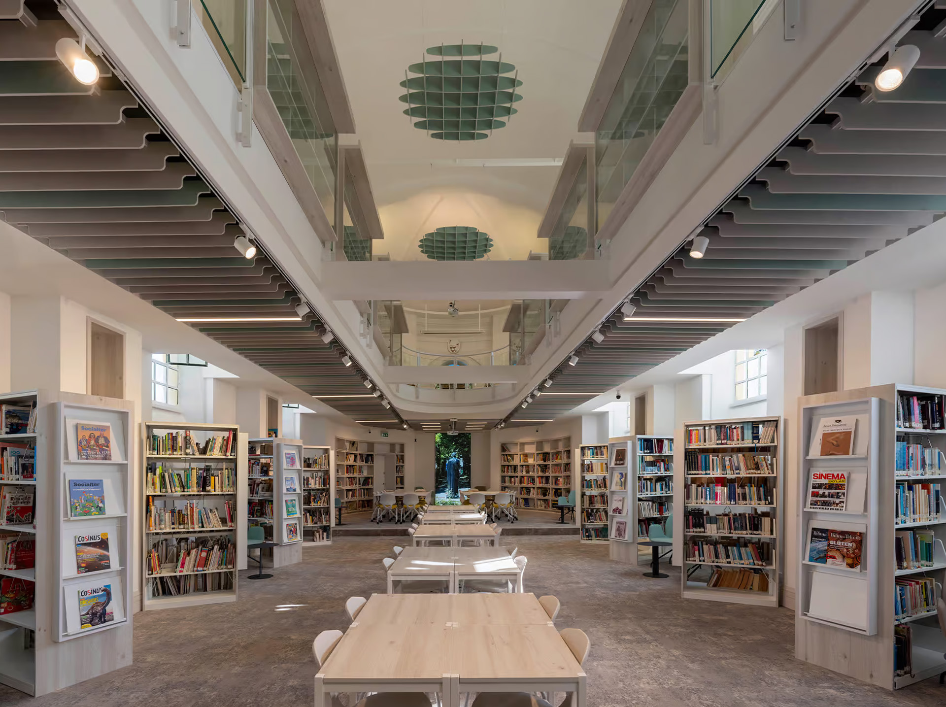 Acoustic Ceiling Baffles installed in an interior