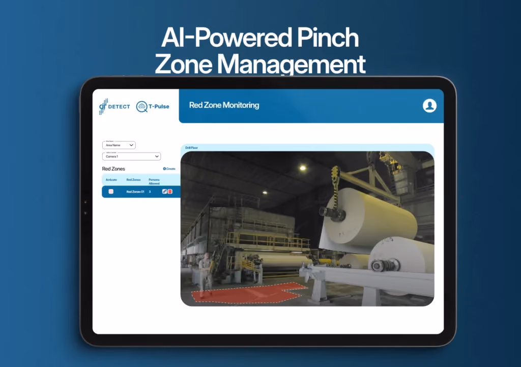 AI monitoring and indicating the safety risks in the Pinch Zone