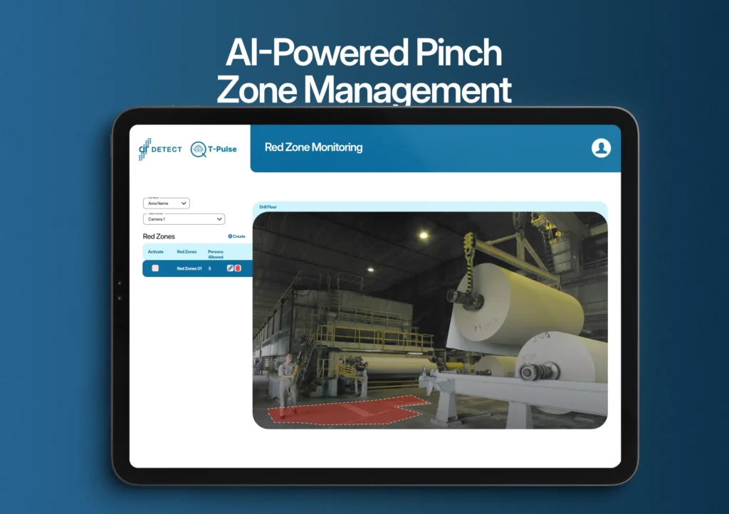 AI monitoring and indicating the safety risks in the Pinch Zone