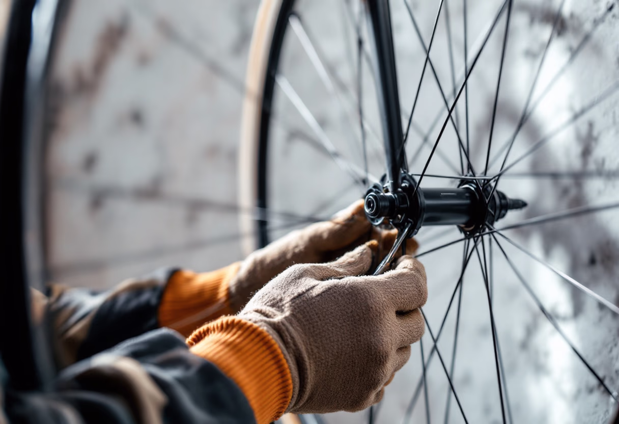 image of bicycle maintenance for a bicycle shop