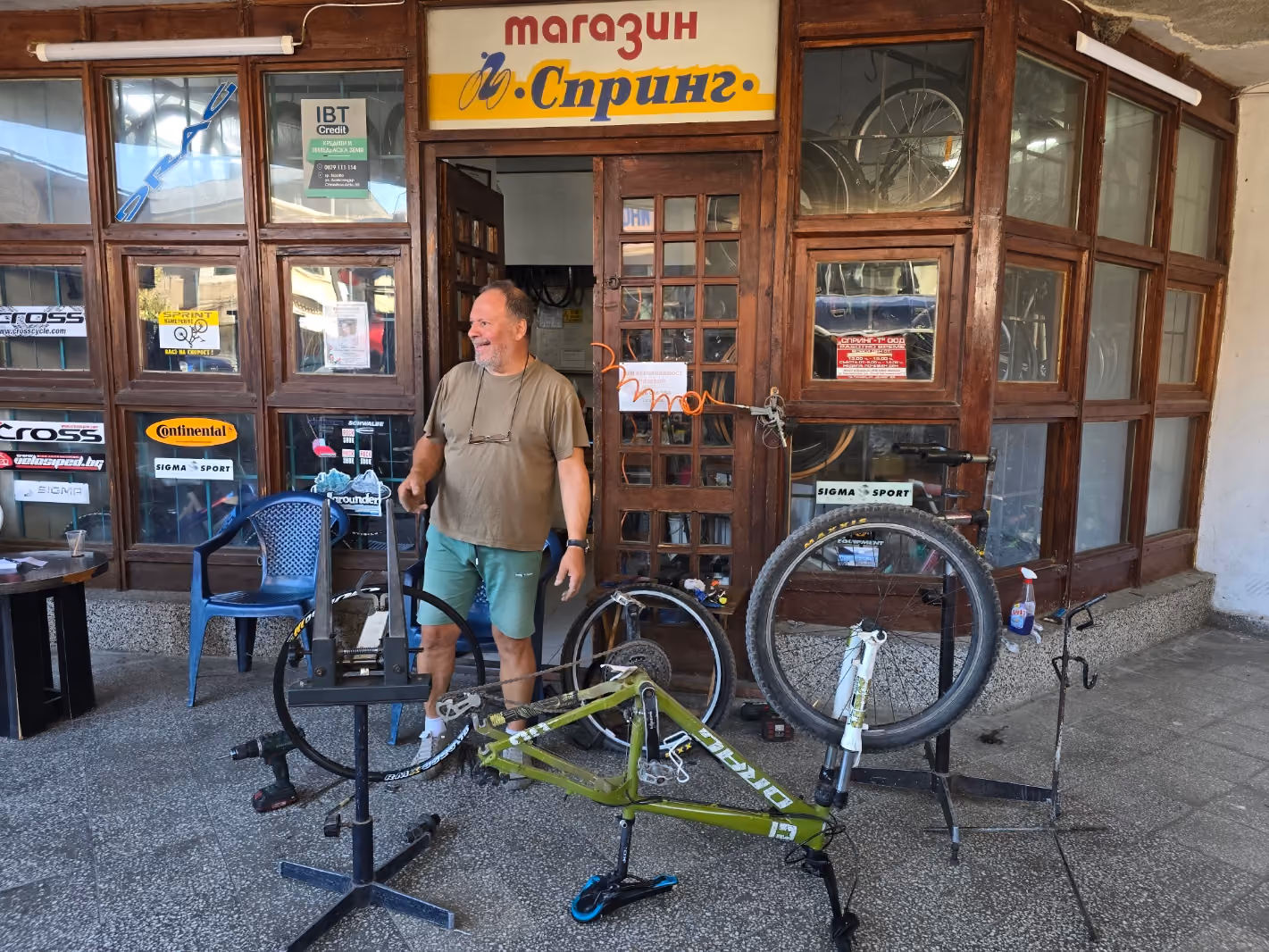 image of bicycle maintenance for a bicycle shop