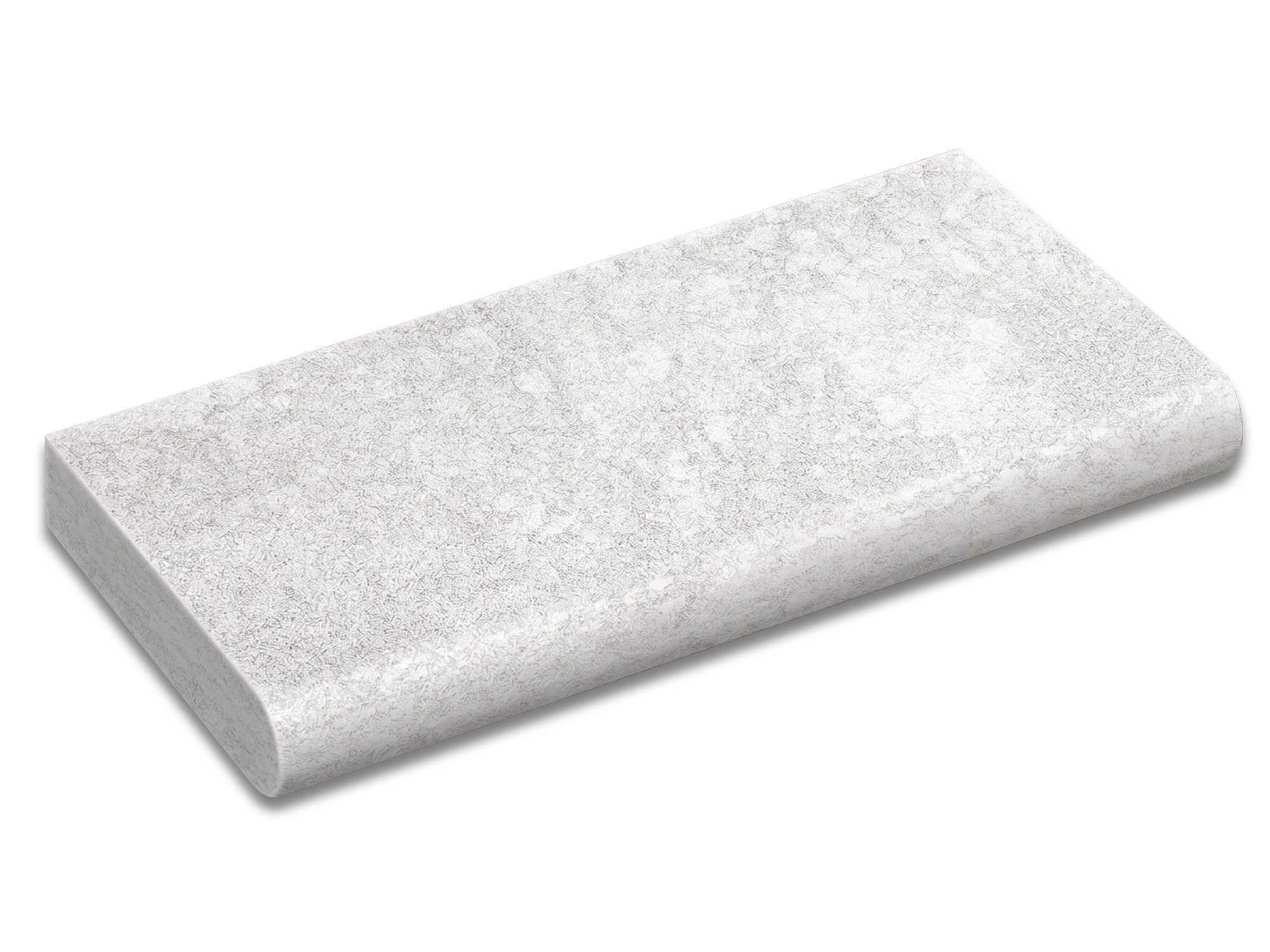 Ice Blue marble coping and tread with a rounded bullnose edge and a pale gray-white surface.