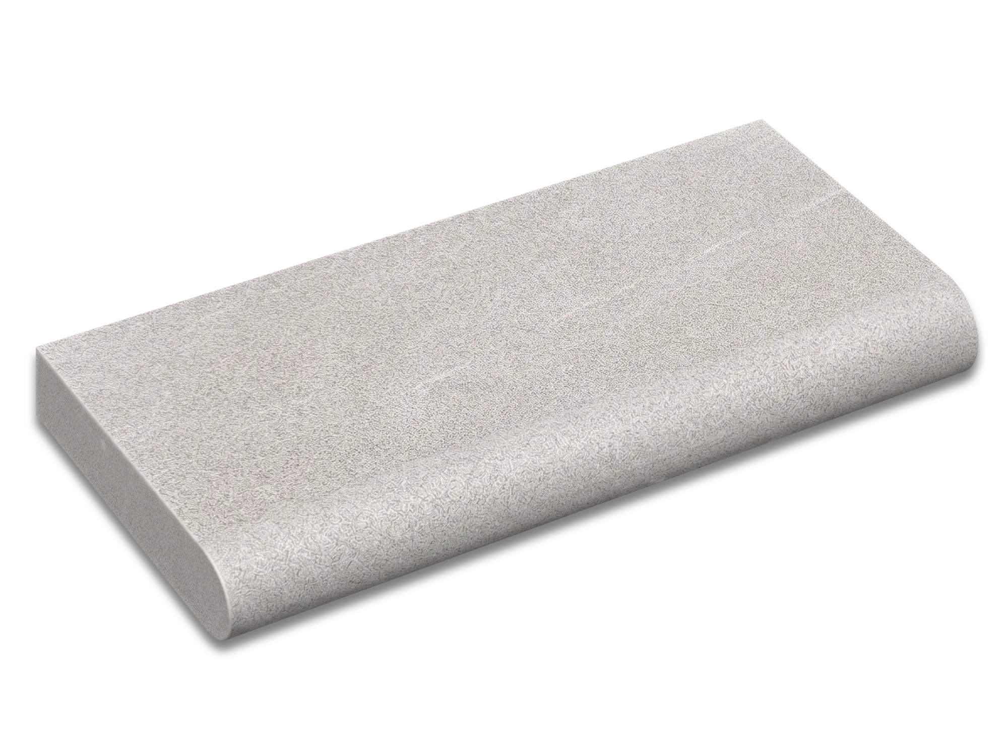 Tuscany Beige marble coping and tread with a rounded bullnose edge and a light beige surface with fine gray variation.