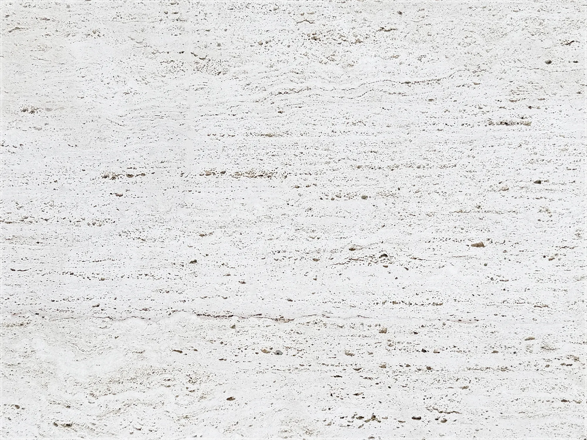 Close-up of Ivory Travertine Vein Cut with an ivory background, fine horizontal bands, and visible natural pores.