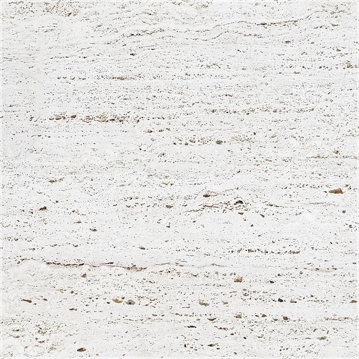 Unfilled raw Ivory Travertine Vein Cut tile showing fine horizontal layers and a pronounced porous texture.
