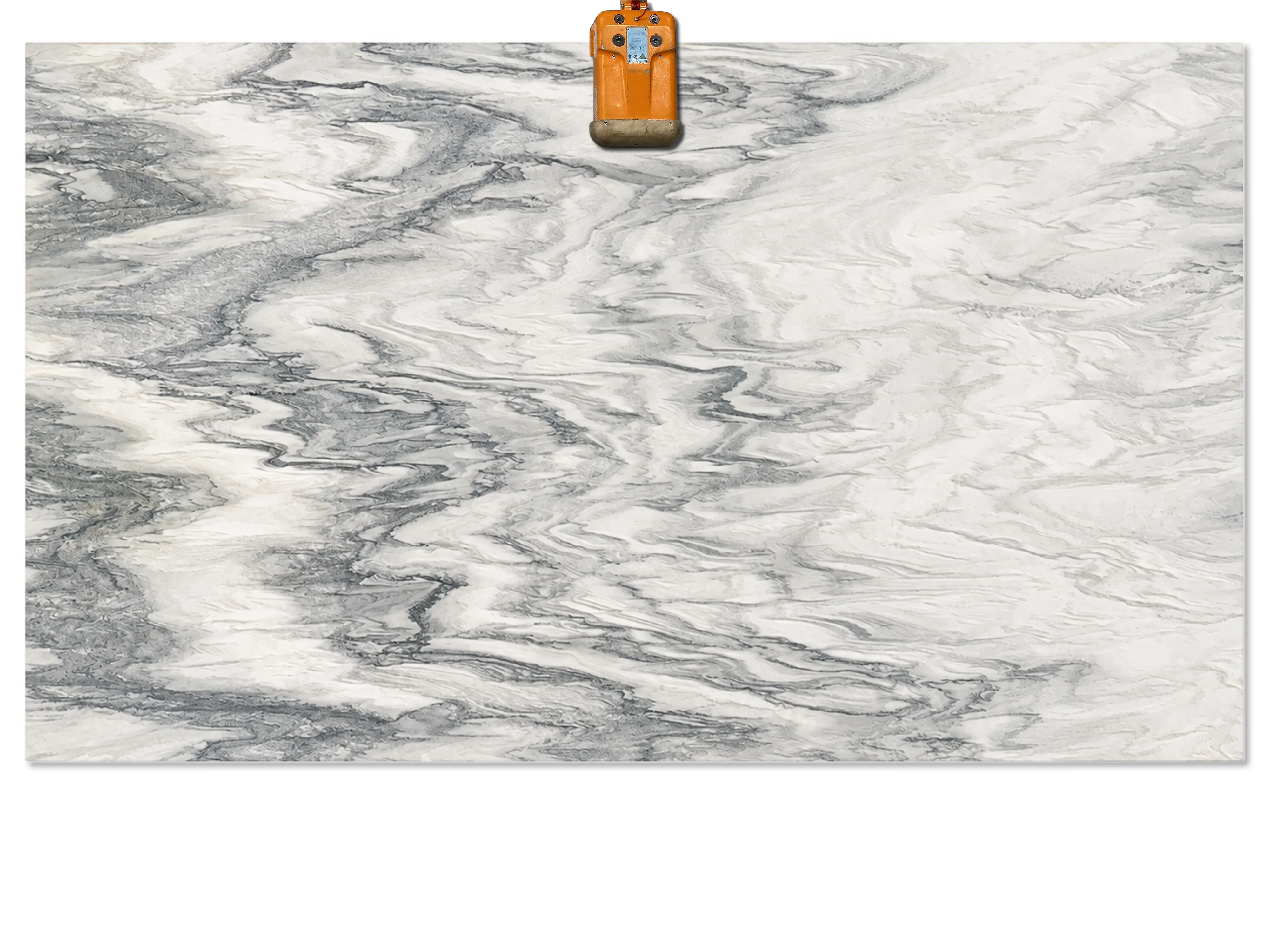 Cipollino Verde marble slab with flowing white and gray bands, fine rippling veins, and broad areas of lighter shading.
