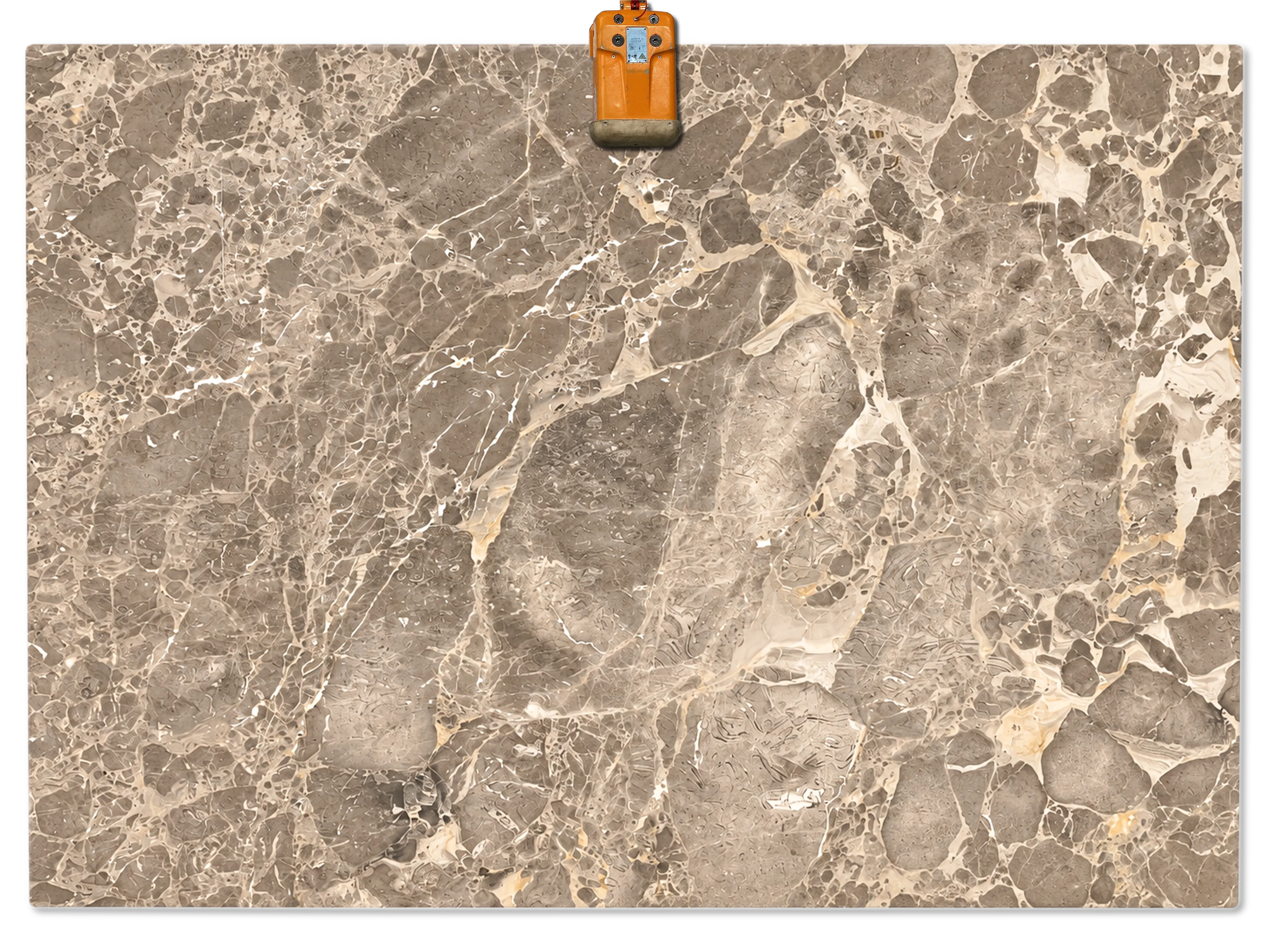 Breccia Grey marble slab with warm gray and taupe formations outlined by branching cream and white veins.
