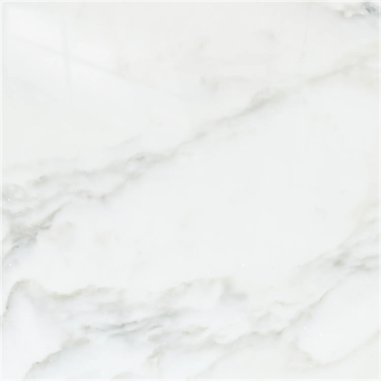 Polished Calacatta Green marble sample with a white background and sweeping gray veins with pale green undertones.