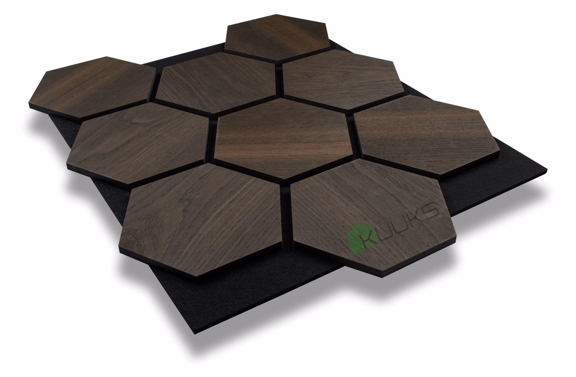 Hexagon Smoked OAK timber acoustic panel by Kuuks