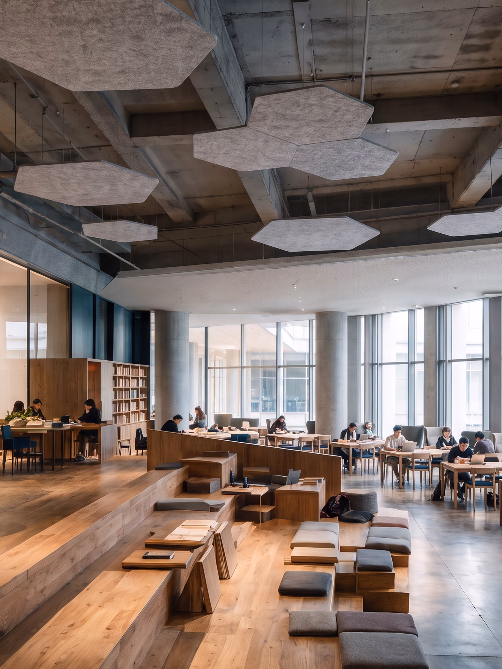 Hexagon Flat Cloud acoustic ceiling raft by Feltouch