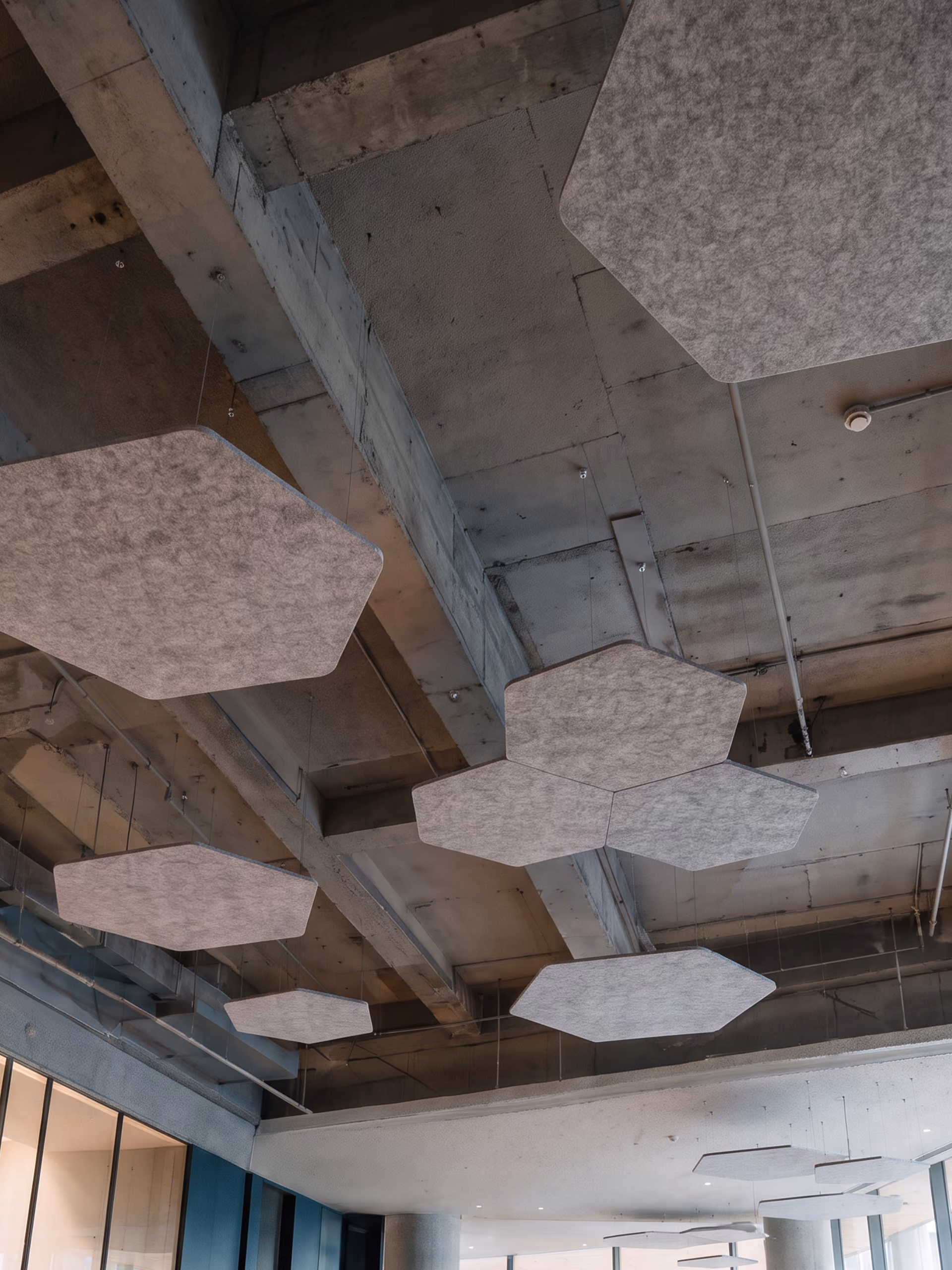Hexagon Flat Cloud acoustic ceiling raft by Feltouch, view 1