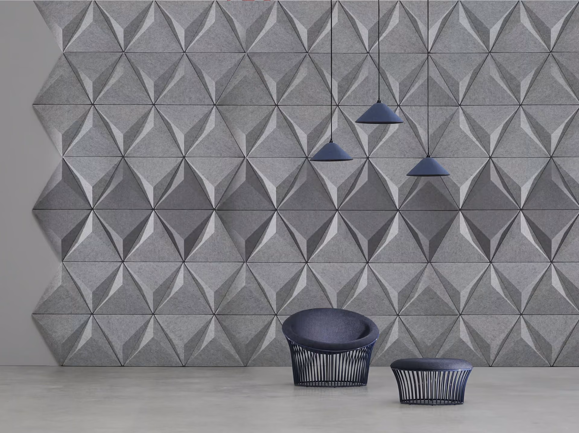 Rhino Triangle 3D acoustic panel by Feltouch, view 3
