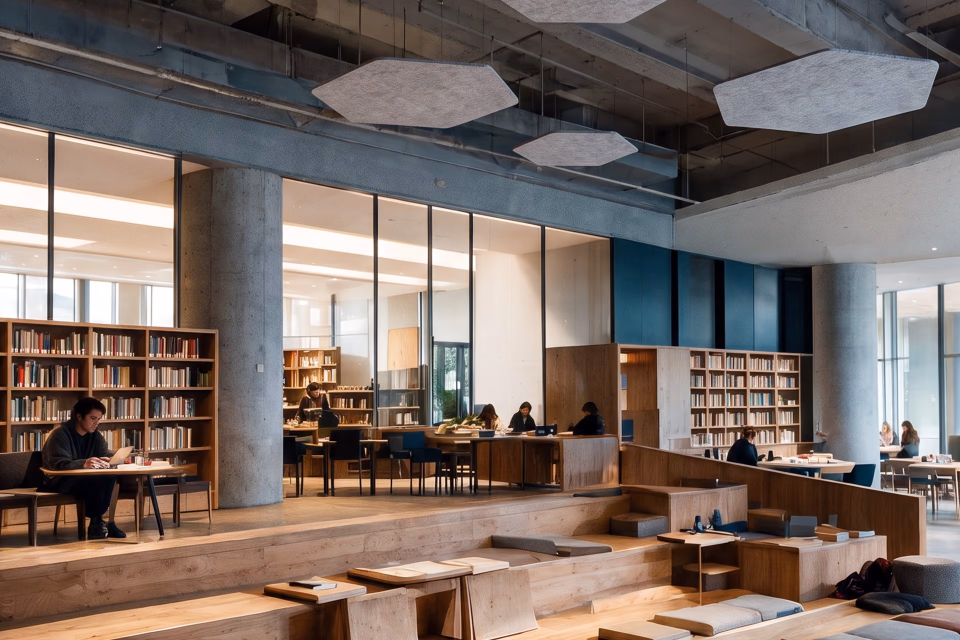Hexagon Flat Cloud acoustic ceiling raft by Feltouch