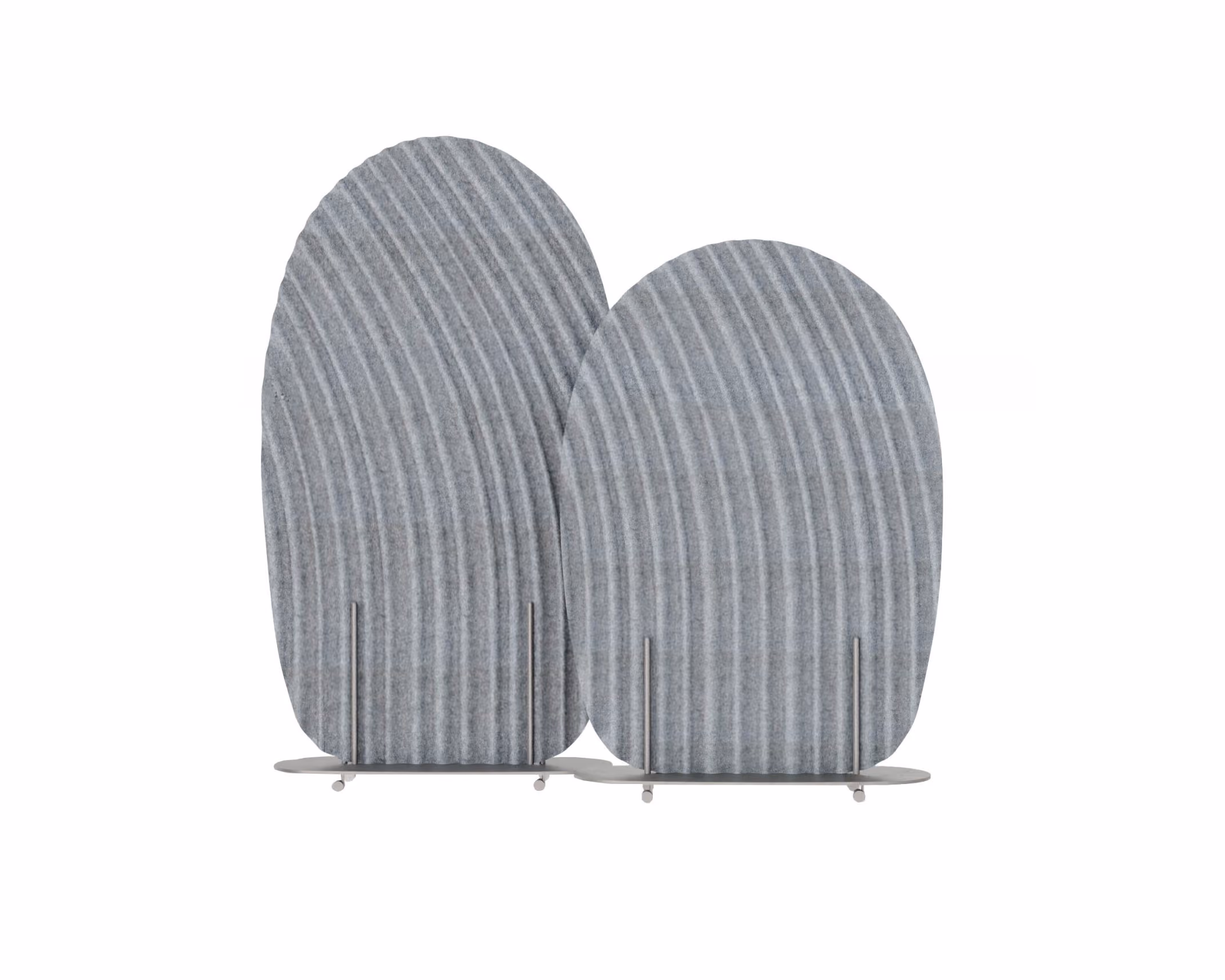 Freestanding acoustic screens dividing an open-plan office into zones
