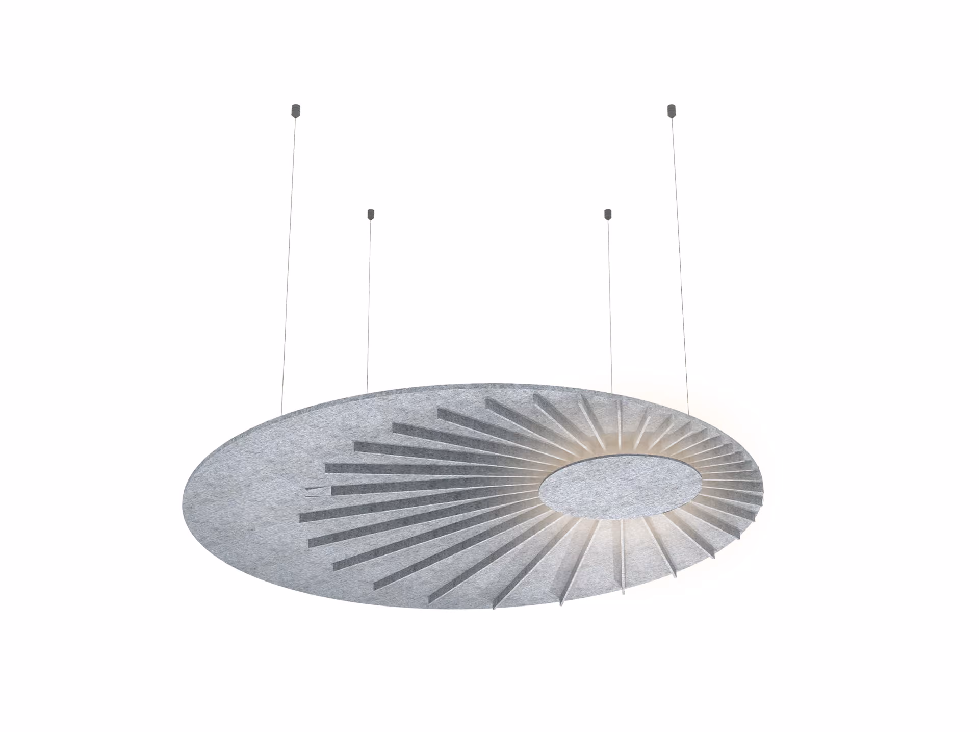 Acoustic lighting fixture combining illumination with sound absorption overhead
