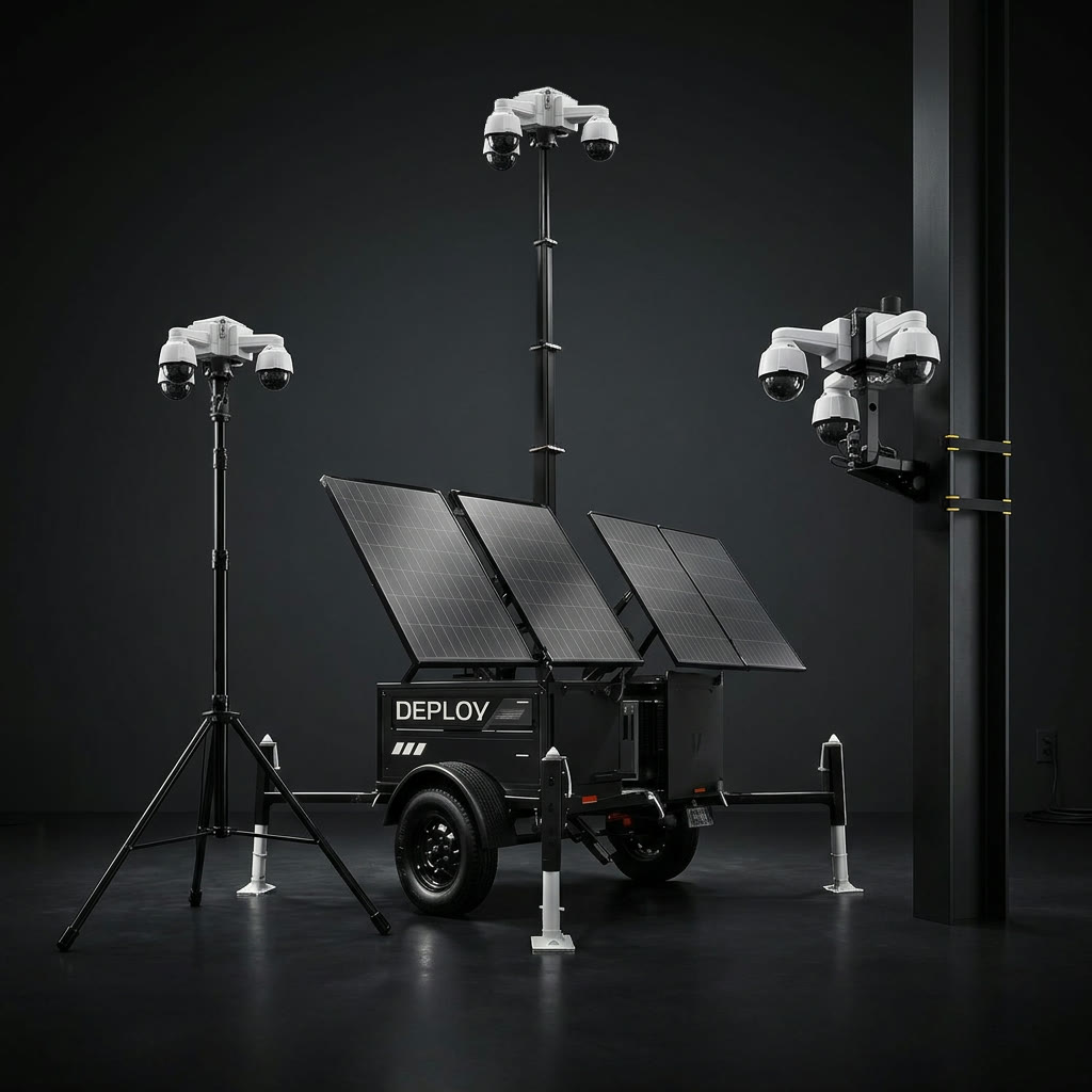 Deploy surveillance trailer and camera heads in a studio setting