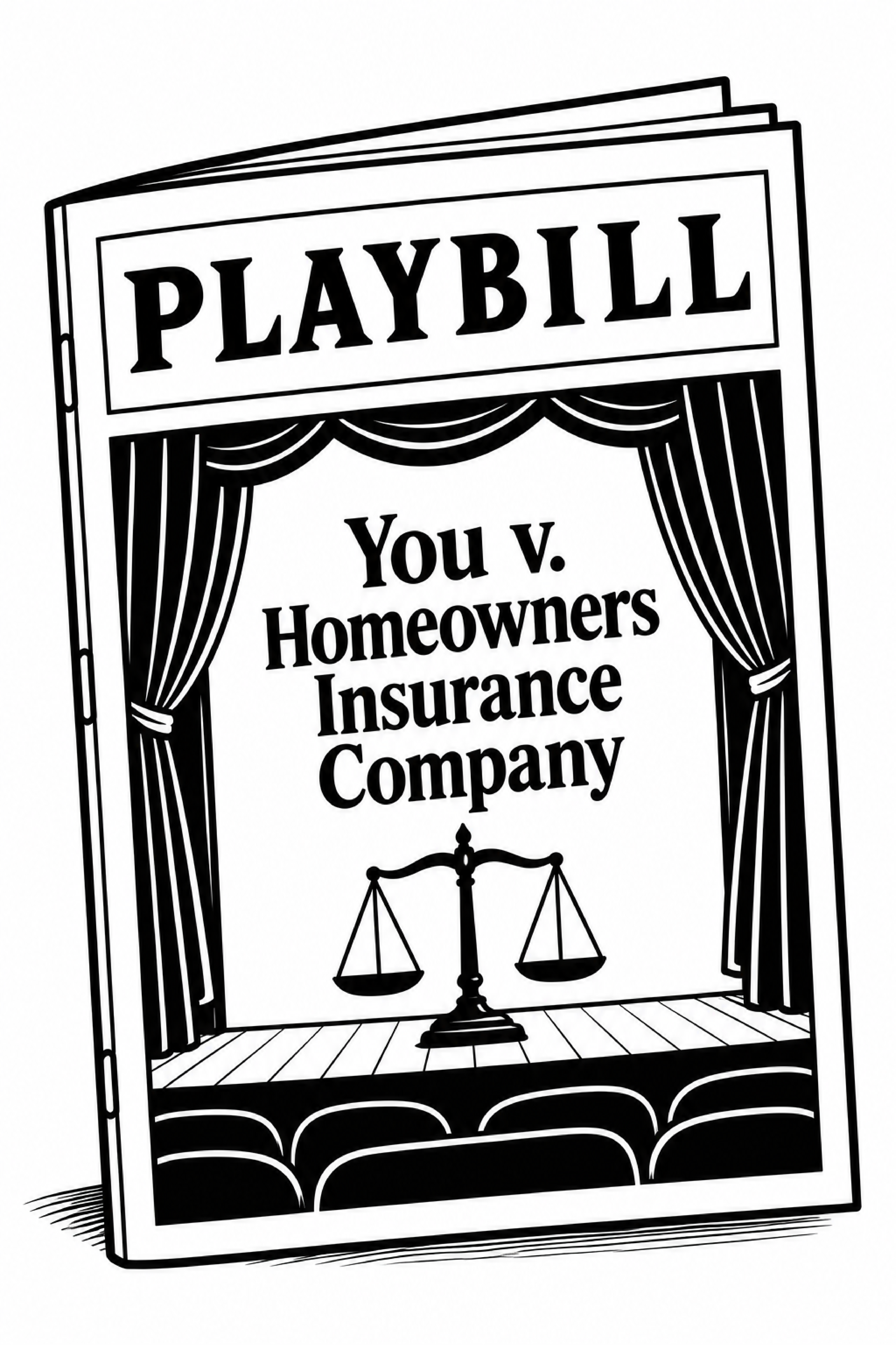 Illustration representing managing a homeowners insurance lawsuit through settlement or trial.