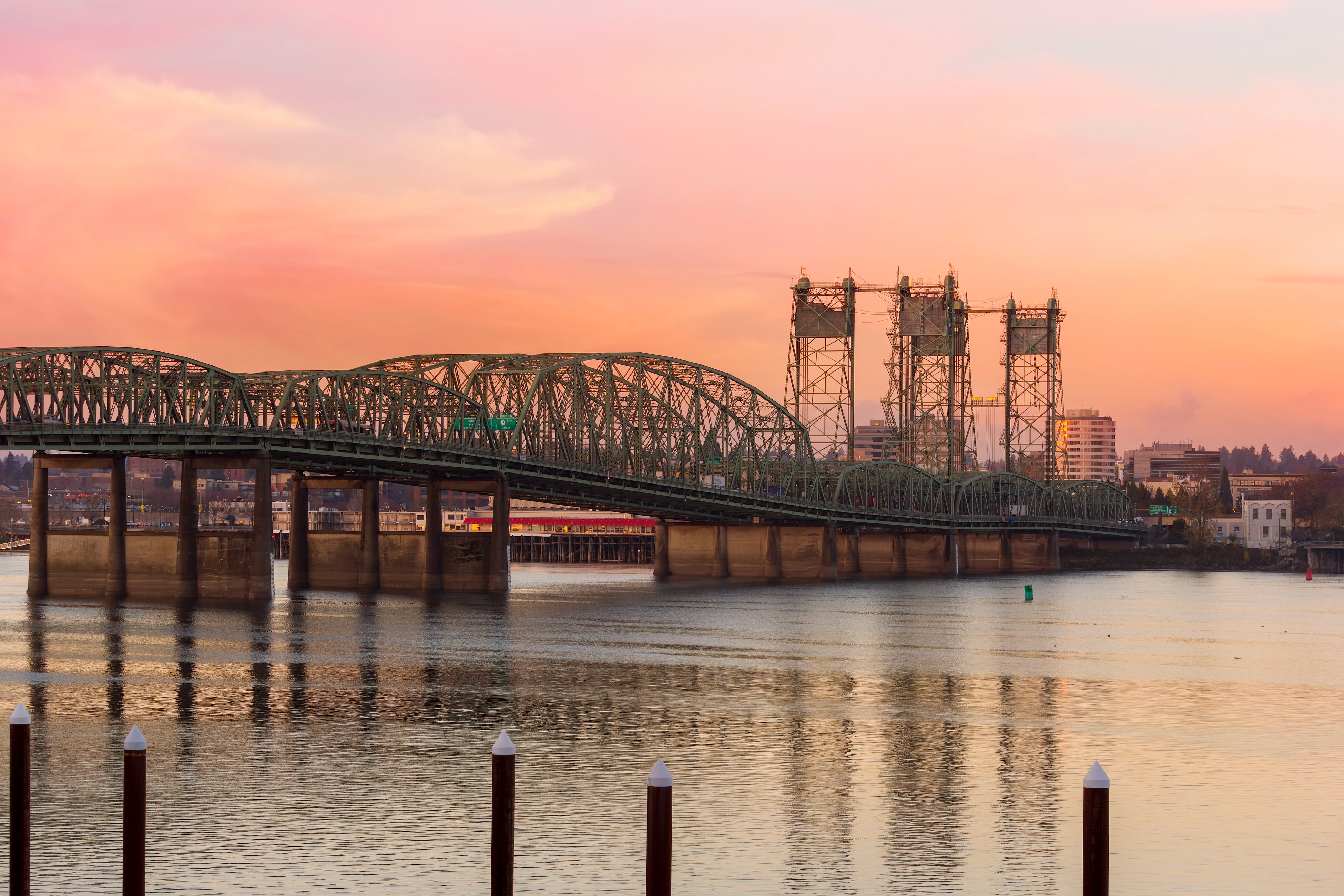 Bridge over the columbia river in Vancouver Washington stock image
