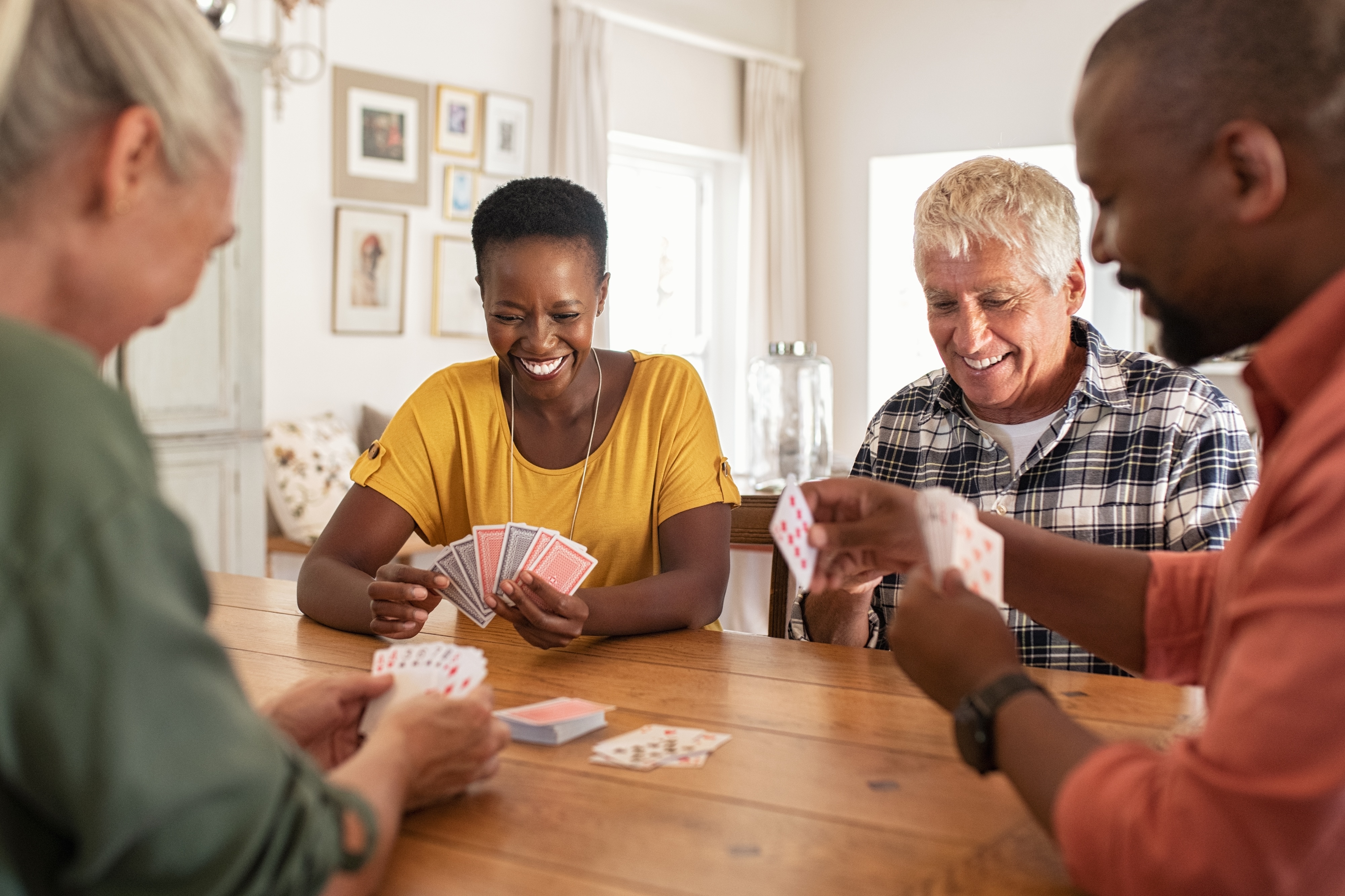 People playing card games