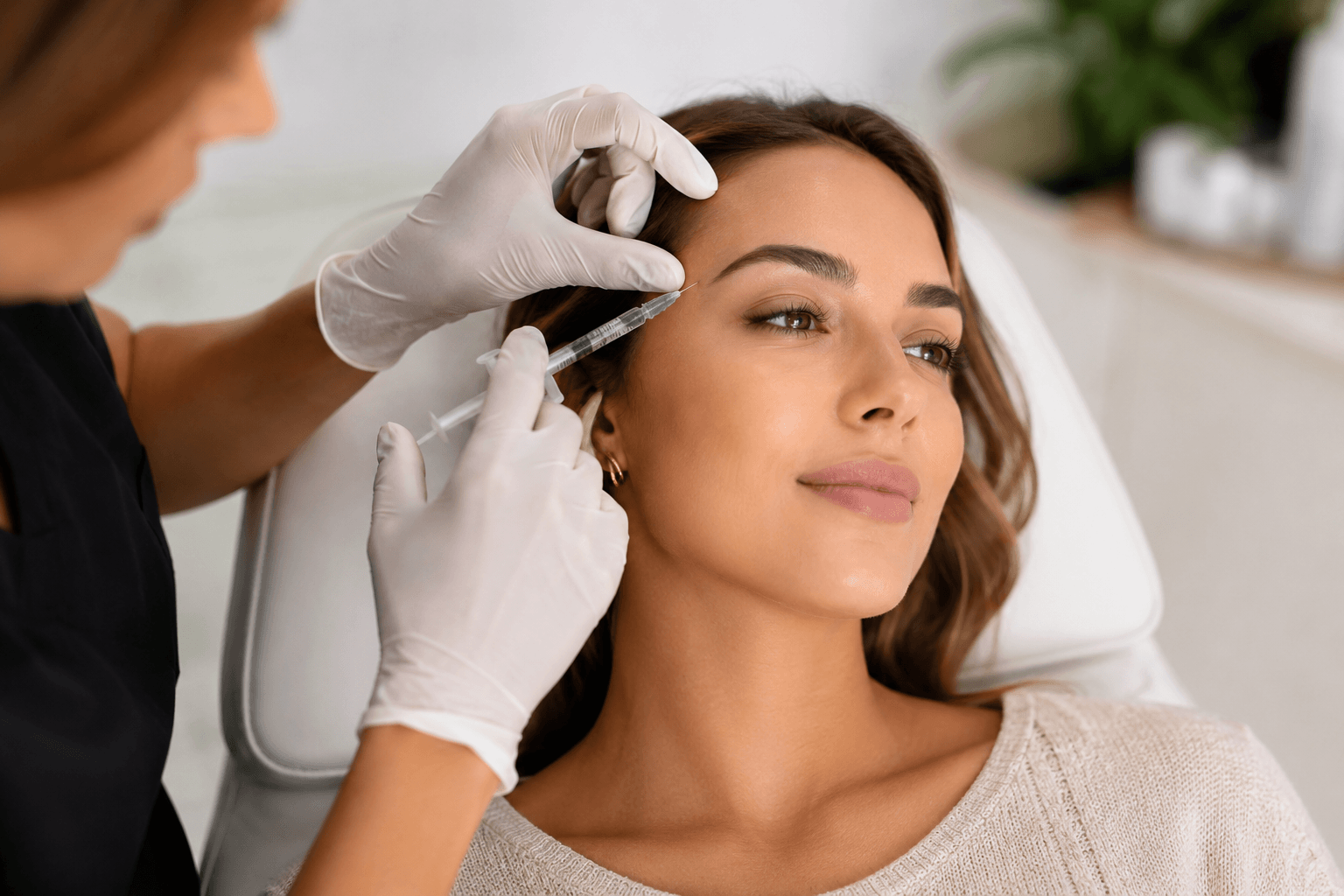 Young woman receiving Dysport treatment in Dallas, Texas for early wrinkle prevention in her 20s or 30s