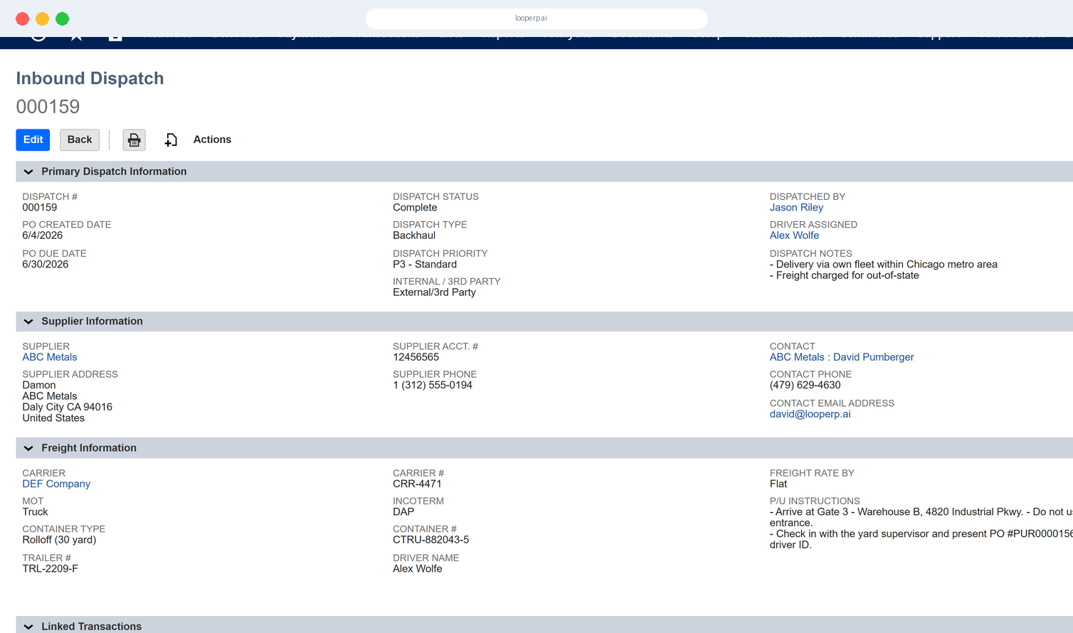 What is dispatch and driver management in an ERP?