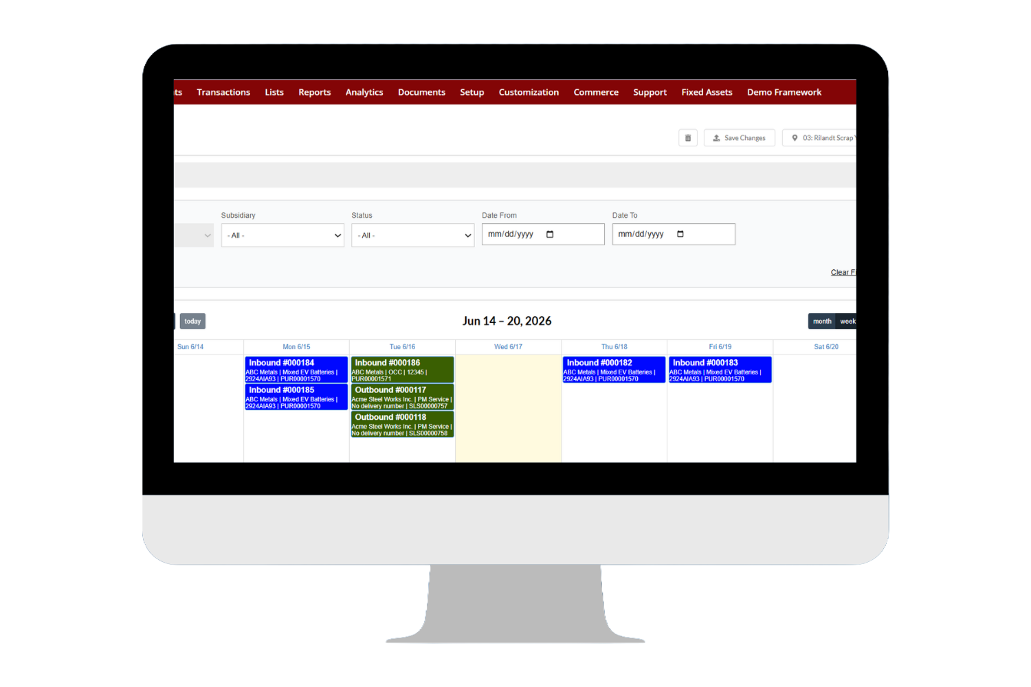 Dispatch Calendar — Full Warehouse Visibility