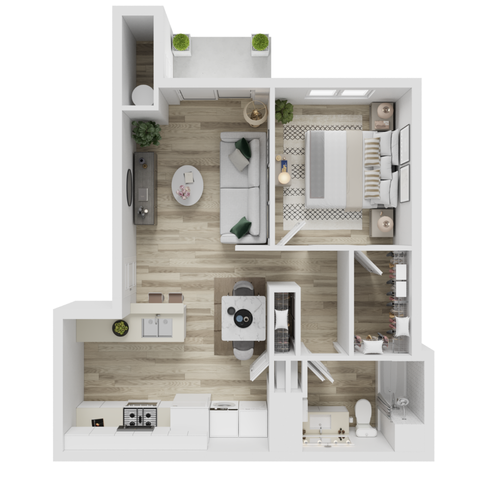 1x1 floor plan