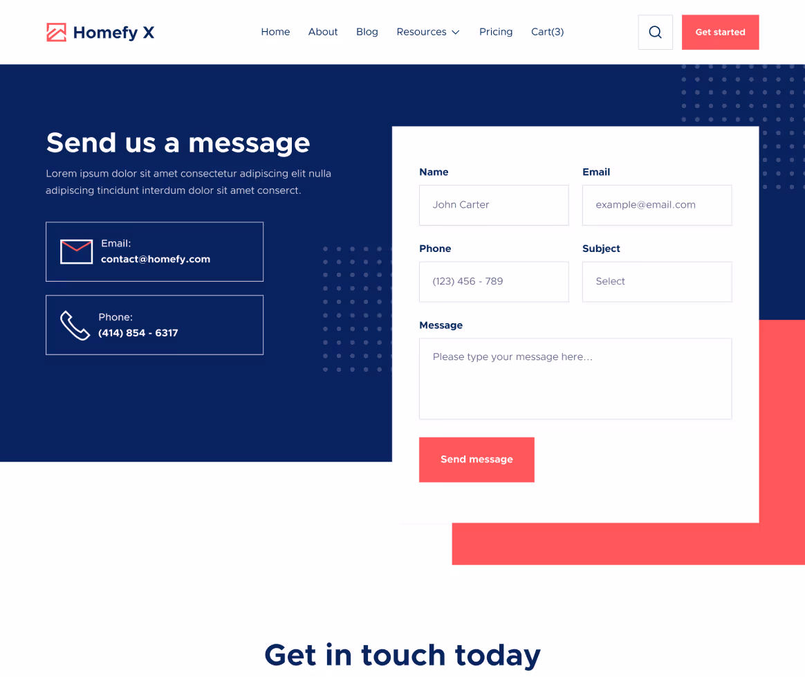 Contact V1 - Homefy X Webflow Template