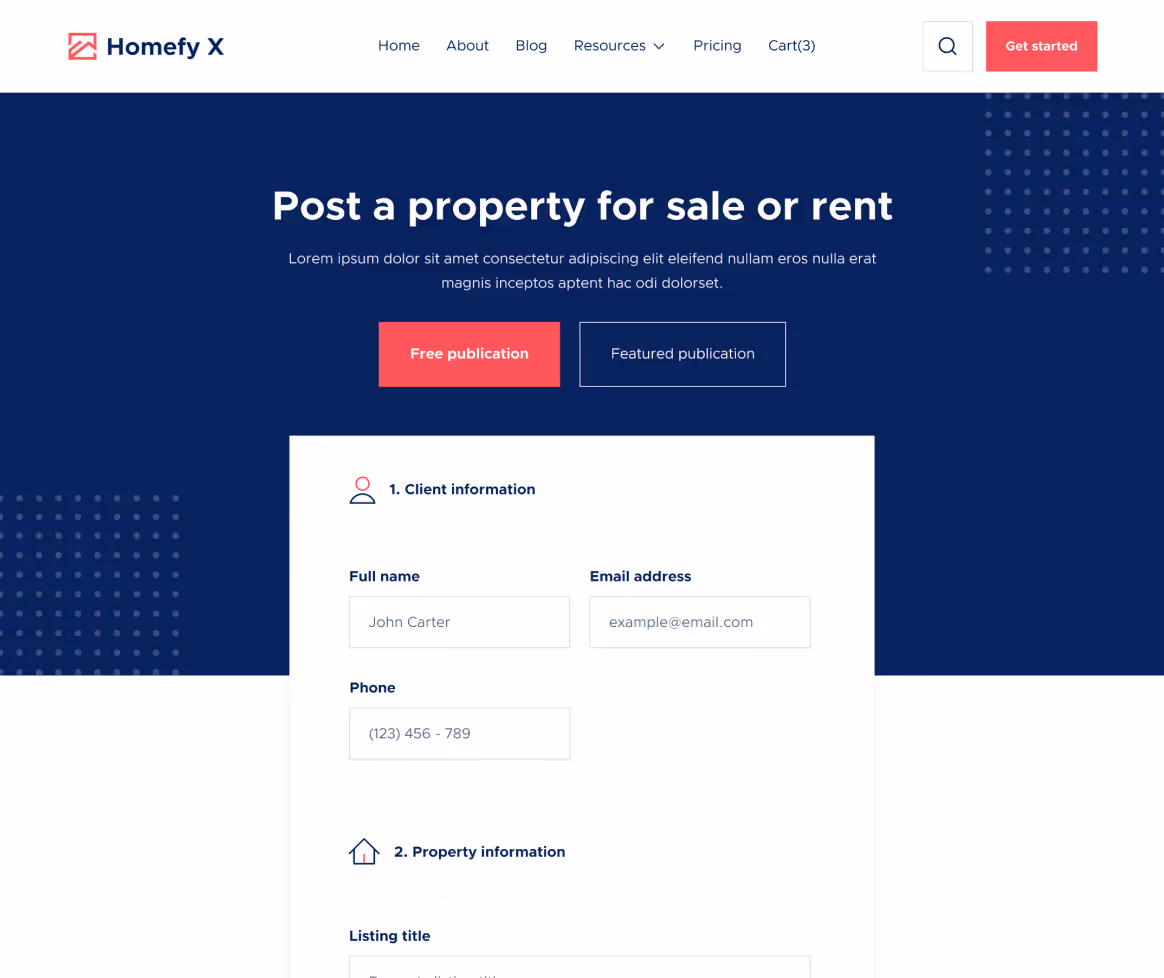 Submit Property - Homefy X Webflow Template