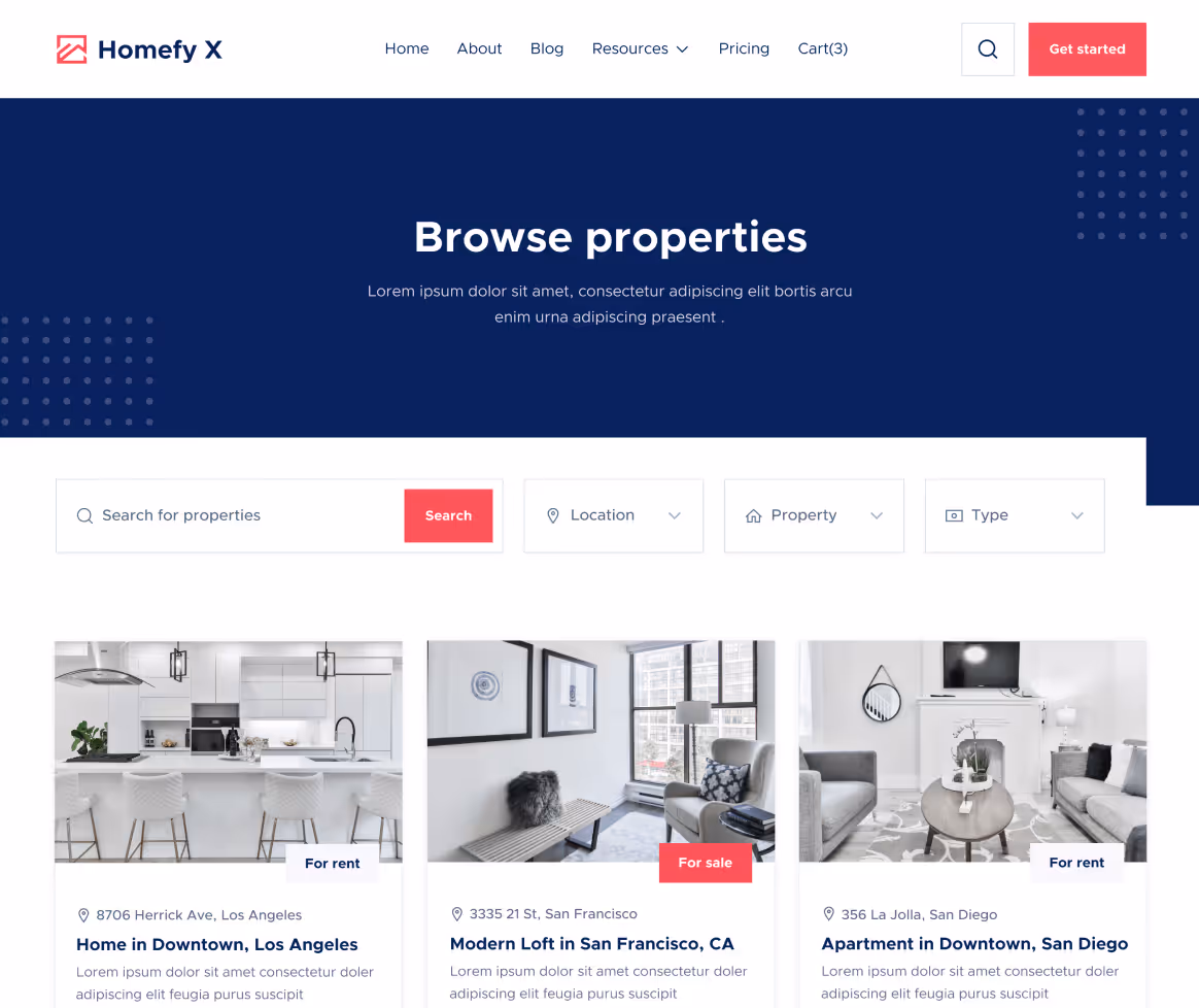 Properties - Homefy X Webflow Template
