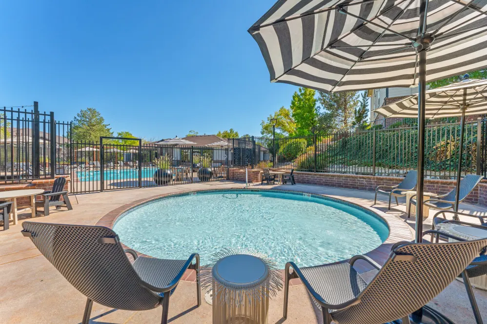 Hot tub with chairs surrounding