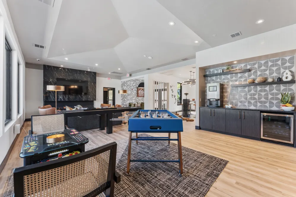 Resident clubhouse with indoor games and large TV