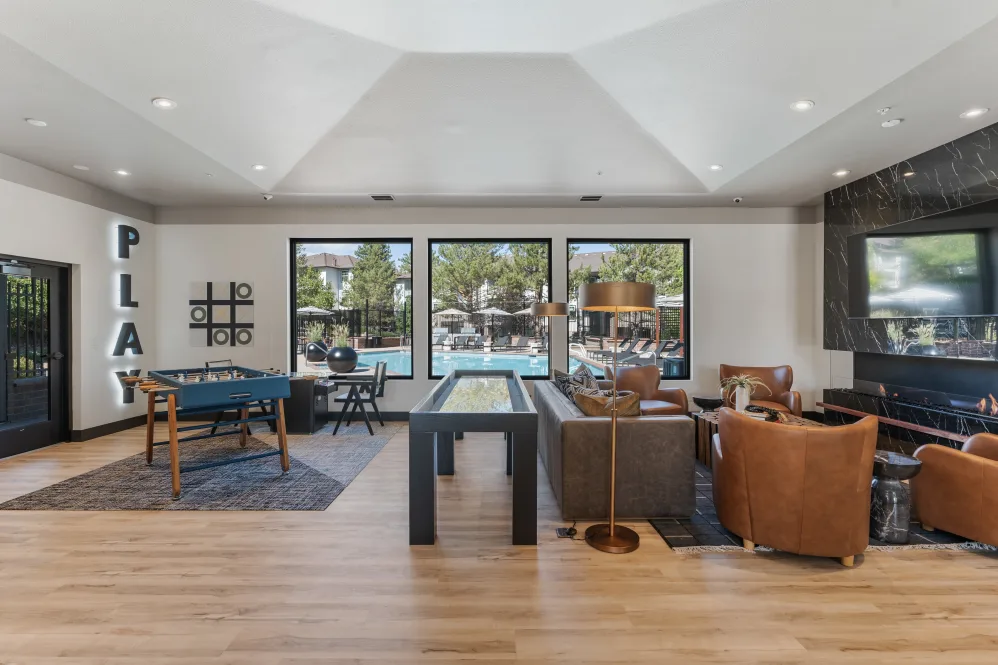 Resident clubhouse with indoor games and large TV