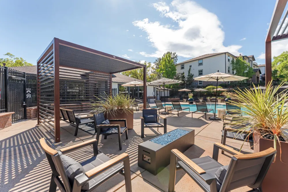 Pool deck with chairs
