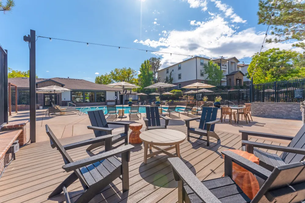 Pool deck with chairs