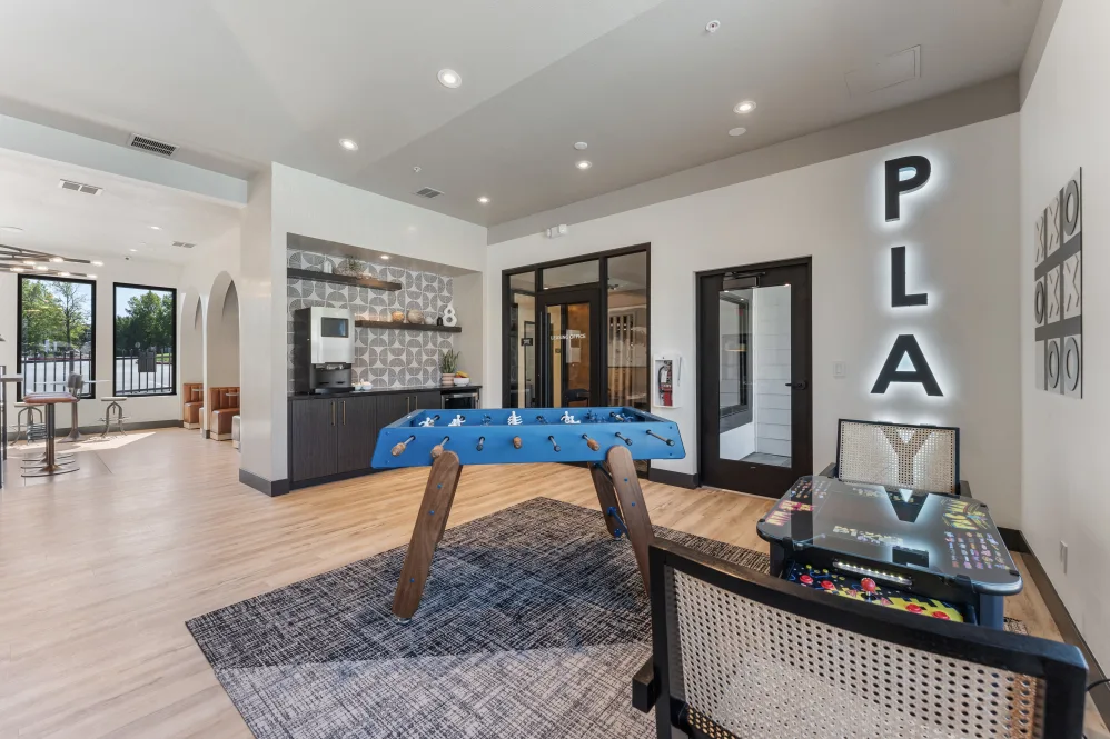 Resident clubhouse with indoor games and large TV
