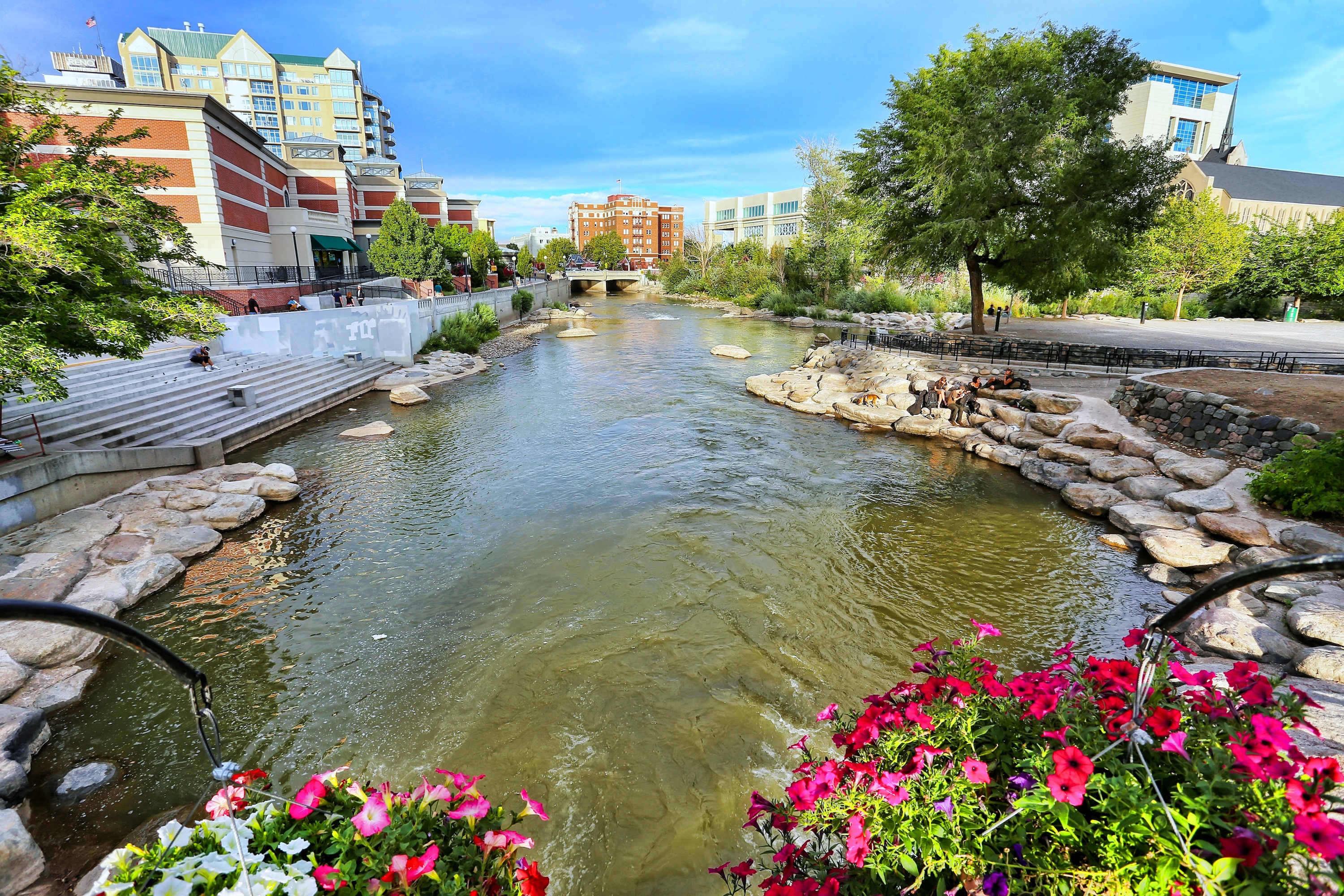 Downtown Reno Riverwalk stock image