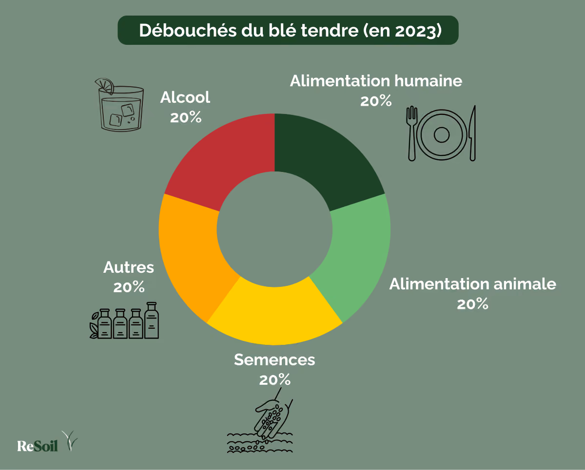 Débouché du blé tendre en France en 2023 (©ReSoil, 2025)