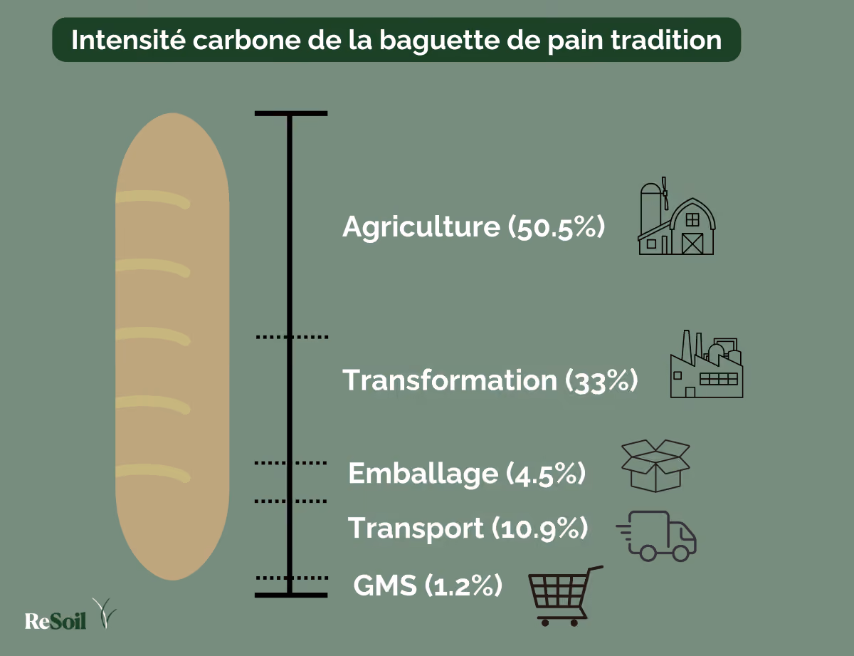 Répartition des émissions par étapes du cycle de vie, (Source : Agribalyse, 2025)
