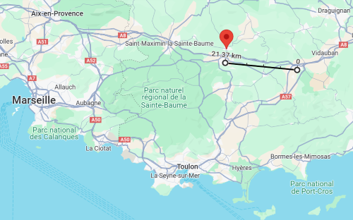 Distance entre la ferme d'Aymeric et la blanchisserie Dauphiblanc