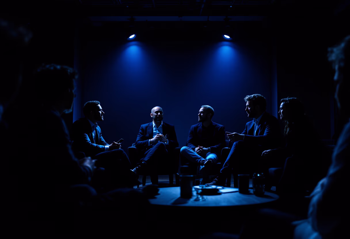 a mid-range photograph of a vibrant communication company’s brainstorming area.