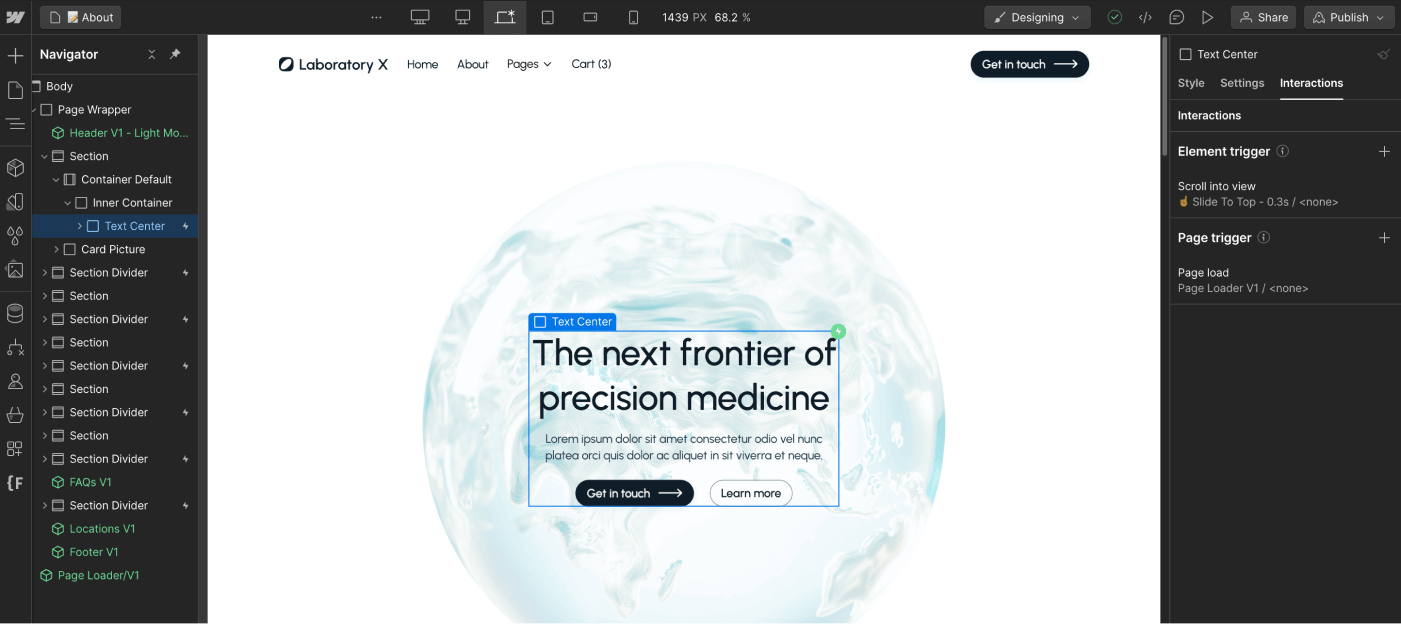 Animations - Laboratory X Webflow Template