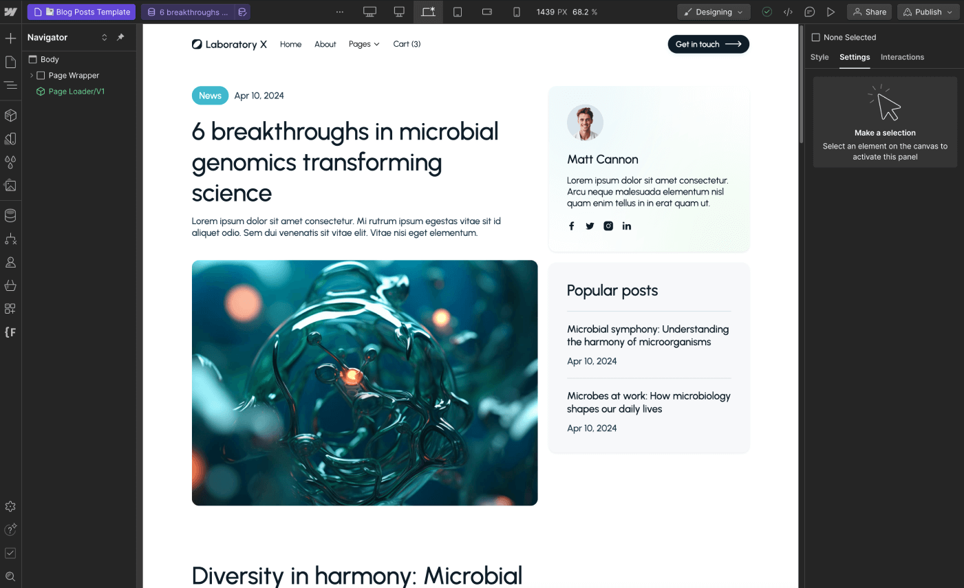 CMS Page - Laboratory X Webflow Template
