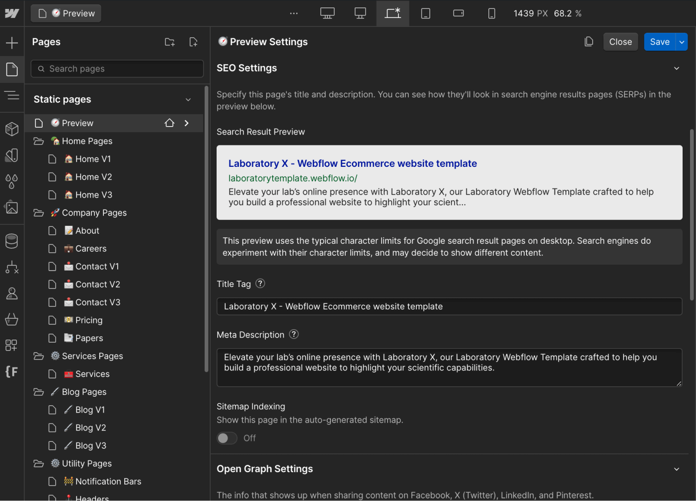 SEO - Laboratory X Webflow Template