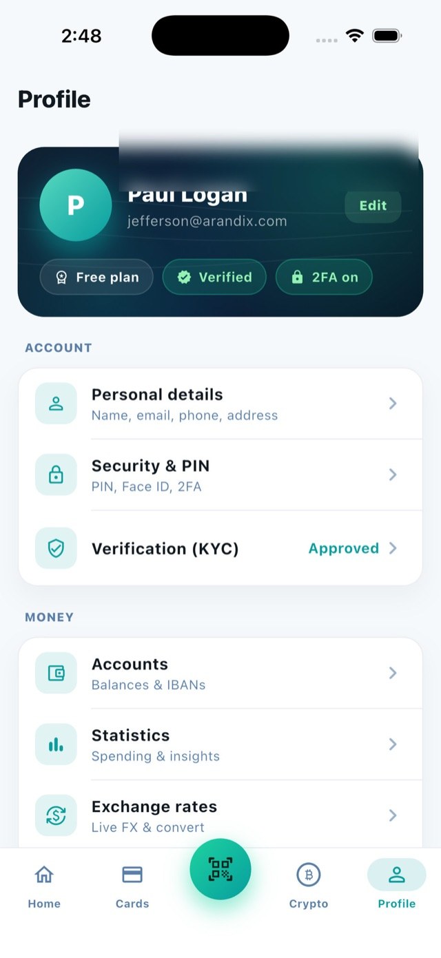 Vonix profile screen