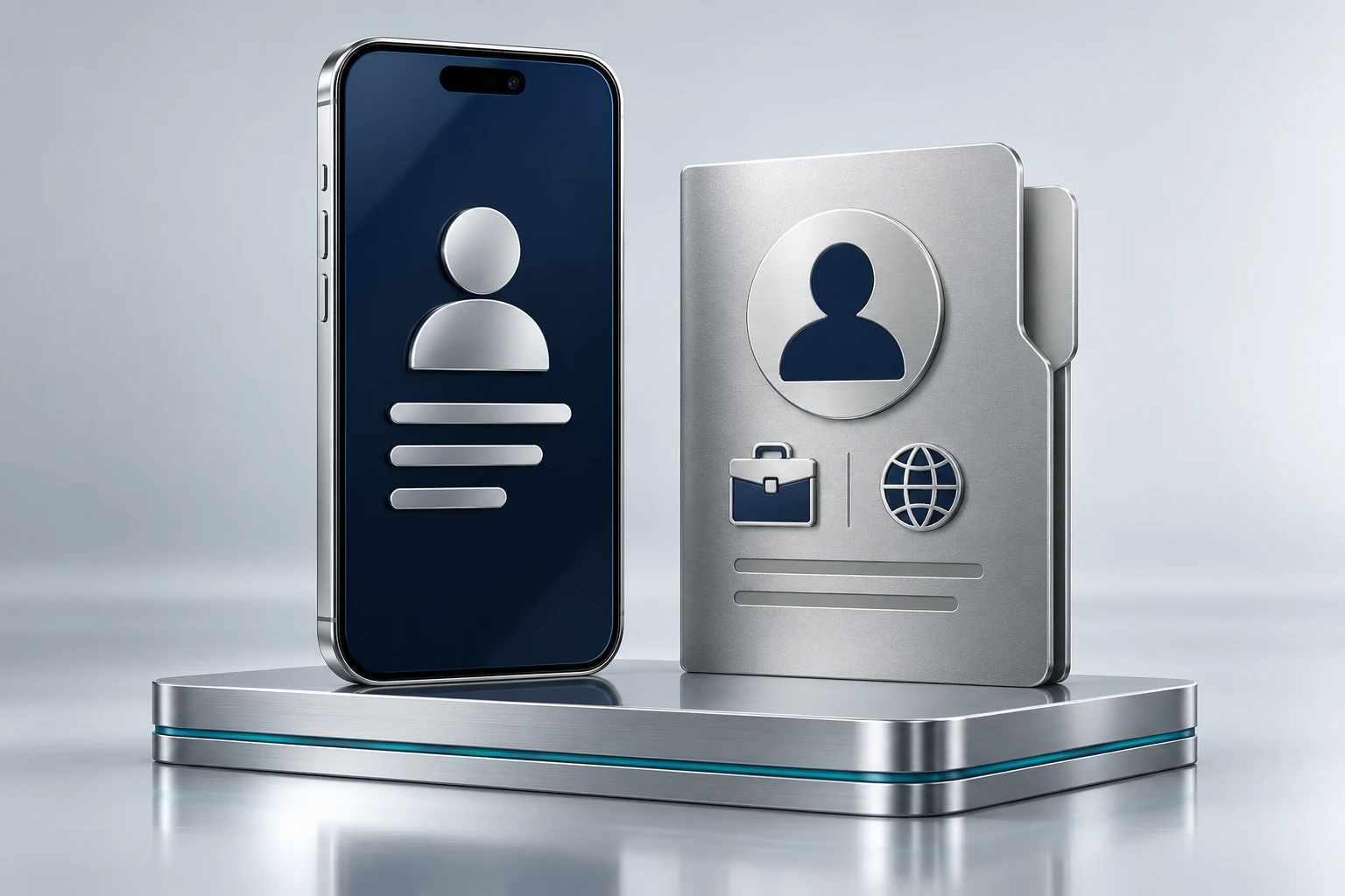 Profile details on a phone and a profile folder