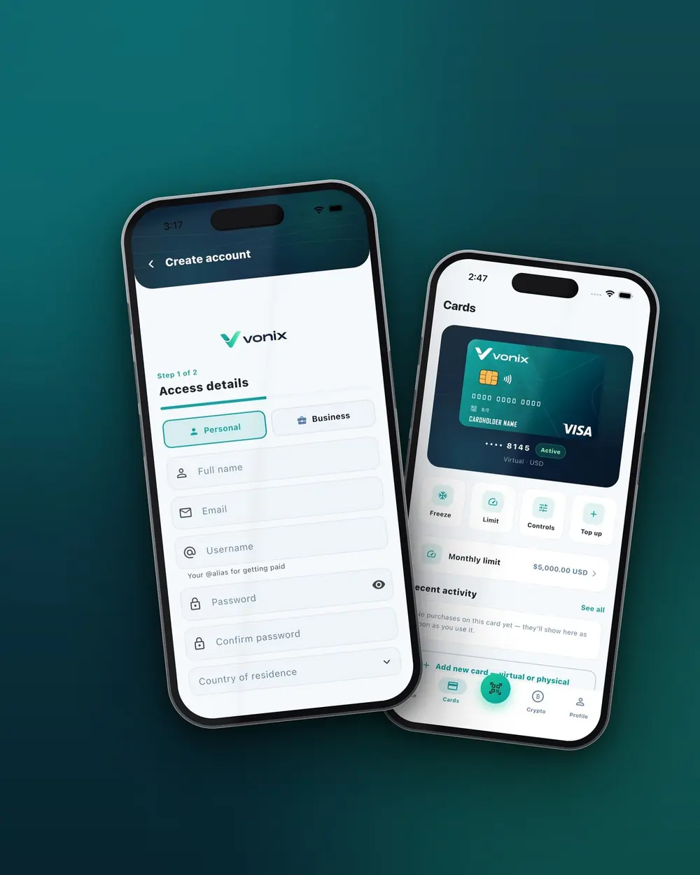 Person using the Vonix app in the city